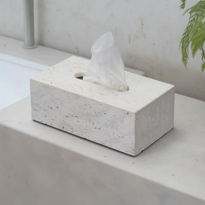 Alabaster Travertine Stone Tissue Box | Default Title | MOD LIGHTING