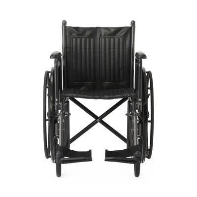 Medline 18" Wide K1 Basic Vinyl Wheelchair with Full-Length Arms and Swing-Away Footrests, 1 EA (K1186V11S)