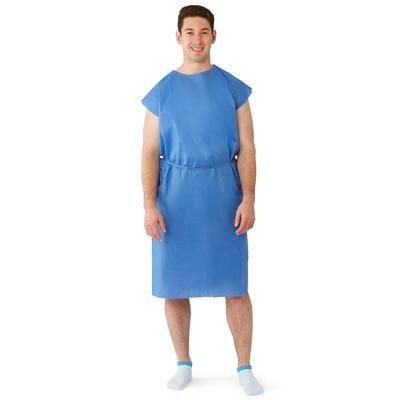 Medline Sleeveless Tape Tab Neck and Waist Tie Multilayer Patient Gown, Blue, Size Regular/Large, 50/CS (NON27046)