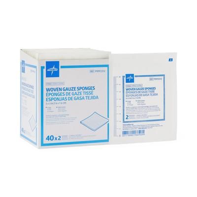 Medline Woven Sterile Gauze Sponges, 12-Ply, 3" x 3", 2/Pack, 2400/CS (PRM3312)