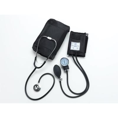 Medline Dual-Head Stethoscope and Handheld Aneroid Sphygmomanometer Combination Kit, Adult, Black, 1 EA (MDS9120)