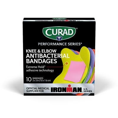 Curad Performance Series IRONMAN Antibacterial Bandage, 6 Colors, Elbows and Knees, 10 Bandages/Box, 24/CS (CURIM5022V1)