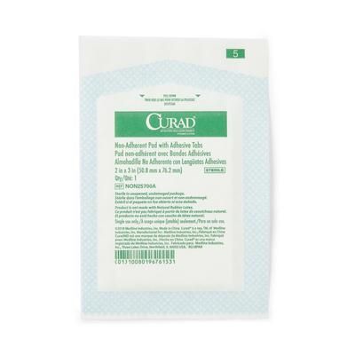 Medline Sterile Nonadherent CURAD Pad with Adhesive Tabs, 2" x 3", 100/BX (NON25700AZ)