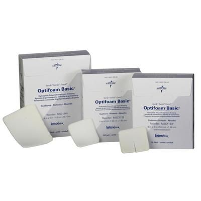 Medline Optifoam Basic Hydrophilic Polyurethane Foam Dressing, with Fenestration, 3" x 3", 1 EA (MSC1133FH)