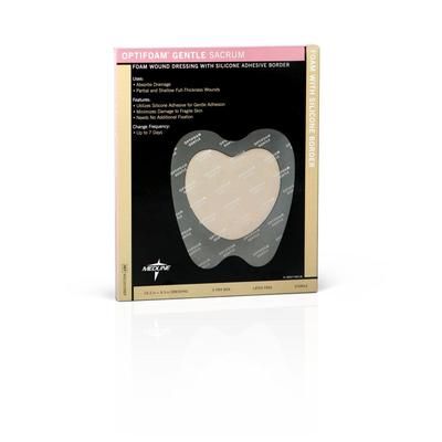 Medline Optifoam Gentle Foam Wound Dressing with Silicone Adhesive Border, 10" x 9" Large Sacrum in Educational Packaging, 5/BX (MSC20109EPZ)