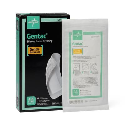 Medline Silicone Adhesive Island Wound Dressing, 4" x 8", 2" x 6" Pad Size, 150/CS (MSC3348)