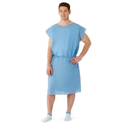 Medline Sleeveless Front Back Opening with Tie Multilayer Patient Gown, Blue, Size Regular/Large, 50/CS (NON27146)