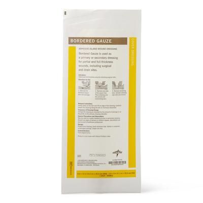 Medline Sterile Bordered Gauze Adhesive Island Wound Dressing, 4" x 10" with 2" x 8" Pad, 1 EA (MSC32410H)
