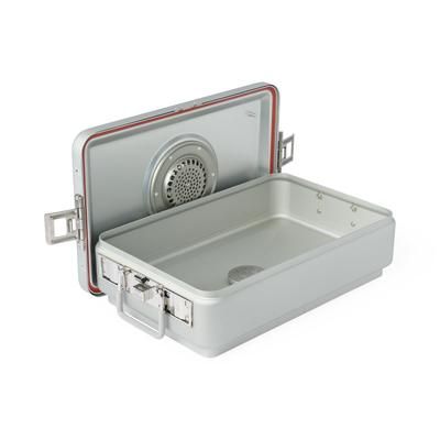 Medline Steriset Three-Quarter Sterilization Container, Condensate Drain, Aluminum Lid, Gray Handle, 18" x 10.5" x 5.25", 1 EA (WAG3VC13ASA)