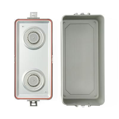 Medline Steriset Sterilization Container, Full-Size, Flat Bottom, Aluminum Lid, Gray Handle, 23.5" x 10.8" x 8", 1 EA (WAG2V20ASA)