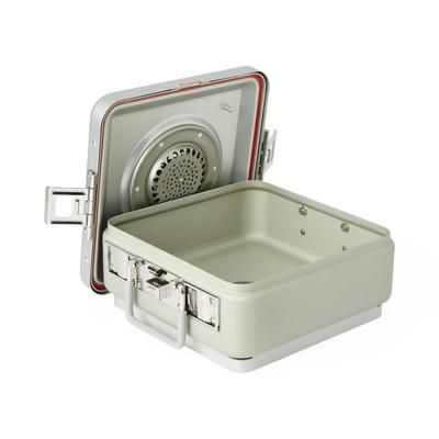 Medline Steriset Sterilization Container with Flat Bottom and Aluminum Lid, Half-Size, Drain, Gray Handle, 11.7" x 10.8" x 5.5", 1 EA (WAG1VC13ASA)