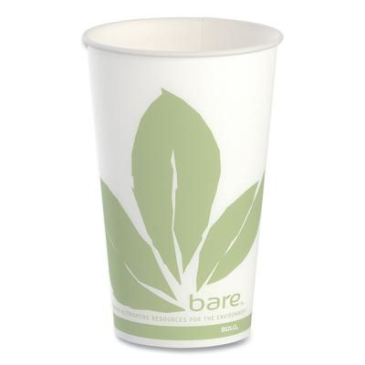 SOLO Bare Eco-Forward Paper Cold Cups, 16 oz, Green/White, 100/Sleeve 10 Sleeves/Carton (SCCRW16BBD110CT)