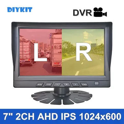 DIYKIT 1024x600 7inch AHD IPS 2CH Rear View Car Monitor Support 720P 1080P AHD CVBS Car Camera Video Recording