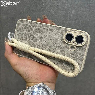 Fashion Leopard Print Pattern Bracelet Wrist Strap Phone Case For iPhone 15 14 13 12 11 16 Pro Max