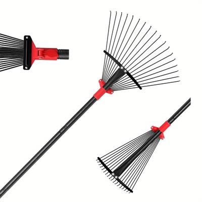 TEMU Yeyebest Adjustable Metal Rake - Collapsible & Telescopic - Garden, Yard & Lawn - Ideal For Leaves, Shrubs & Small Areas