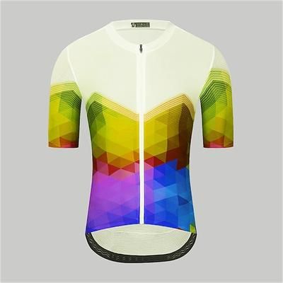 Per uomo Maglia da Ciclismo A righe Geometria Manica Corta Bicicletta Top con 3 tasche posteriori Mountain Bike MTB Ciclismo su strada Asciugatura Rapida Strisce Riflettenti Tasca Posteriore
