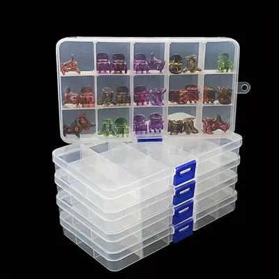 2pcs Clear Plastic Jewelry Box, Travel-Friendly Clear Plastic Bead Storage Container with 10/15 Grids