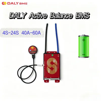 Daly Smart BMS pour LiFePO4 Li-Ion LTO NMC 40A 60A 4s 8s 10s 12s 16s 24s Équilibrage Actif Bluetooth Intégré