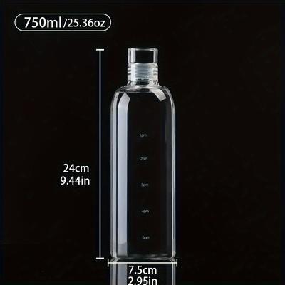 TEMU Bpa-free Plastic Water Bottle, Leak-proof, Lightweight, With Time Marker, For Hiking, Camping, Fitness - Hand Wash Round Shaped Large Capacity Water Container