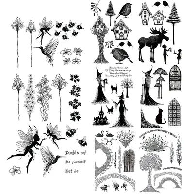 2025 Fairy Bird Plants Rubber Stamps Clear Stamps for DIY Scrapbooking Card Transparent Stamp Making Photo Album Crafts Decor