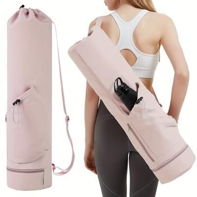 TEMU Yoga Mat Carrier With Water Bottle Holder And Wet Pocket - Polyester, Shoulder Strap Included