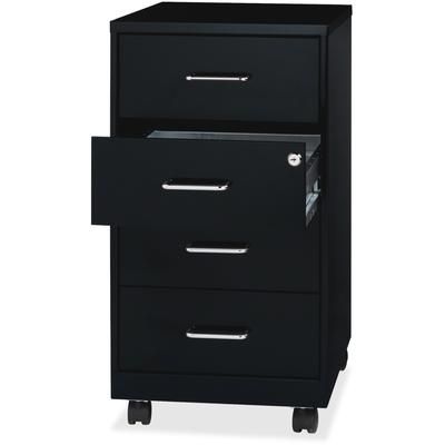 NuSparc 4 Drawer Mobile Storage Cabinet, 14.2" Width x 18" Depth x 26.5" Heigh, Black, Painted Steel, Recycled (NPRVF418DMBK)
