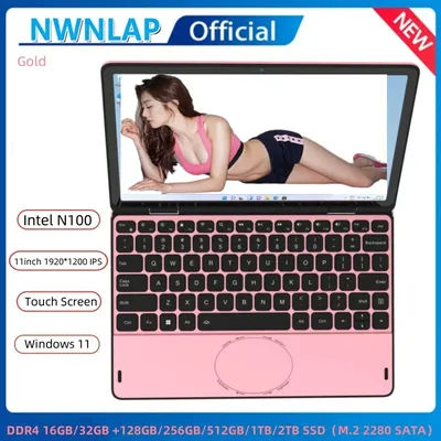 Cheap 360° Touch Screen Laptop 11 inch Intel N100 CPU 16GB/32GB DDR4 128G--1TB SSD Portable Office Notebook Mini Computer