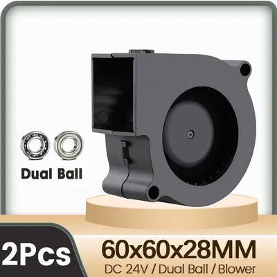 2Pcs Gdstime 24V 60x60x28MM DC Brushless Exhaust Cooling Fan 6028 Turbo Blower Fan 60MM Dual Ball 2PIN Centrifugal Radial Cooler