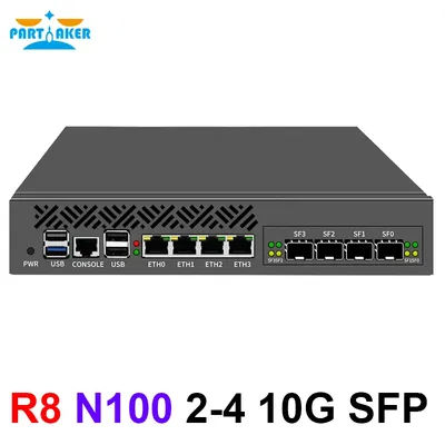 Partaker Firewall Hardware Network Security Server Mini 1U 9.5 Inch Rack-mounted Intel N100 4 LAN 2.5Gb 1G/10G SFP OPNsense