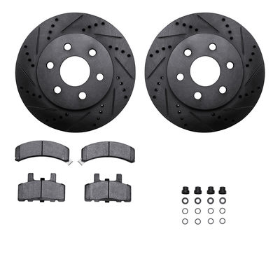 R1 Concepts Brake Disc & Pad Kit eLINE Black Rotors with Optimum OEp Pads Series, Front, 1 Year Limited Warranty WHUH1-46092