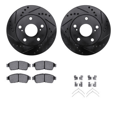 R1 Concepts Brake Disc & Pad Kit eLINE Black Rotors with Optimum OEp Pads Series, Front, 1 Year Limited Warranty WHUH1-76049