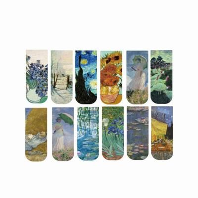 TEMU 12-pack Art Magnetic Bookmarks - Featuring Renowned Painters' , Ideal For School, Office, And Art Enthusiasts, Material