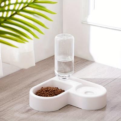 TEMU Heart-shaped 2-in-1 Pet Feeder And Water Dispenser, Non-slip Plastic, Gravity-fed, Spill-proof, Easy Clean, Space-saving And Cats, Without Battery