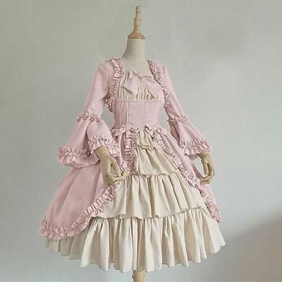 Retrò Vintage Gothic Lolita Rococò Vestito Manica a tromba Pizzo Fiocco Costume Per donna Mascherata Mascherata Festa Sera Carnevale di Venezia Adulti Vestito