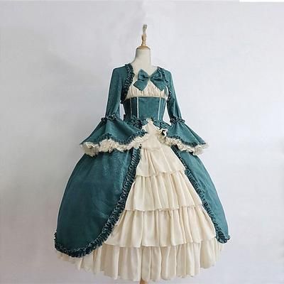 Retrò Vintage Gothic Lolita Rococò Vestito Manica a tromba Pizzo Fiocco Costume Per donna Mascherata Mascherata Festa Sera Carnevale di Venezia Adulti Vestito