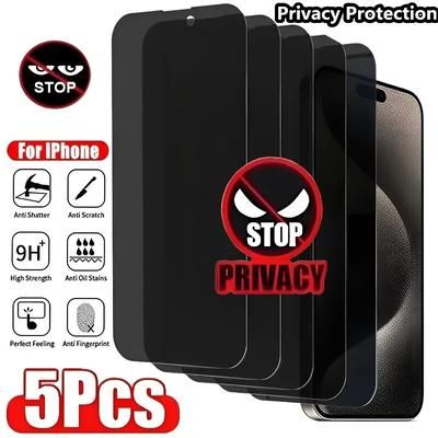 TEMU 5pcs Full Cover Privacy Protection Screen Protector For Iphone 11 12 13 Pro Max Glass Privacy Protection Tempered Glass For Iphone 11 12 13 Plus
