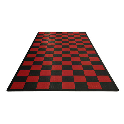 Swisstrax Single Car Garage Floor Mat In Diamondtrax Home Tiles (Checkered - Black, Red)