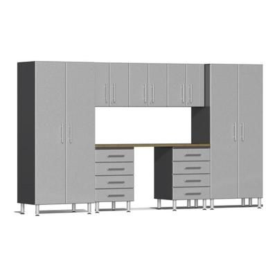Ulti-MATE Garage Cabinets 8-Piece Cabinet Kit with Bamboo Worktop, Silver