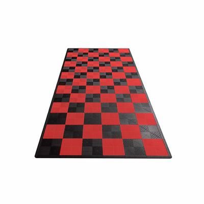 Swisstrax Single Car Garage Floor Mat In Ribtrax Pro Tiles (Checkered - Black, Red)