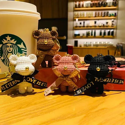 Creative Bear Keychain Cute Bear Keychain Jewelry Resin Trinket Kids Girls Gift Women Bag Charms Phone Doll Pendant Car Keyring