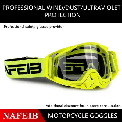 NAFEIB Occhiali da motocross Occhiali da sole da moto Uomo Protezione antivento Sci Ciclismo Occhiali da corsa fuoristrada Pellicola a strappo