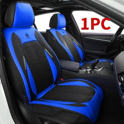 TEMU 1pc & Black Pu Leather Car Seat Cover - Durable, Breathable, Protection - Upgrade For Front Seats