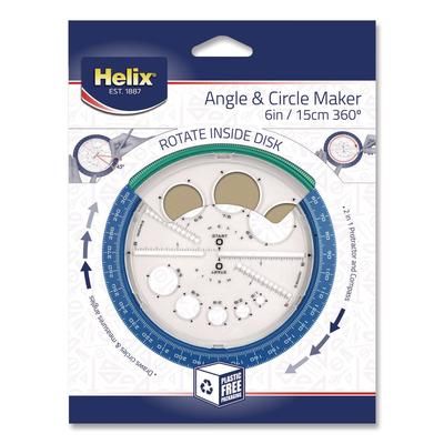 Maped Helix 360° Angle and Circle Maker 2-in-1 Protractor and Compass Tool, 2" Ruler Edge, Plastic, Randomly Assorted Color (MHX36002)