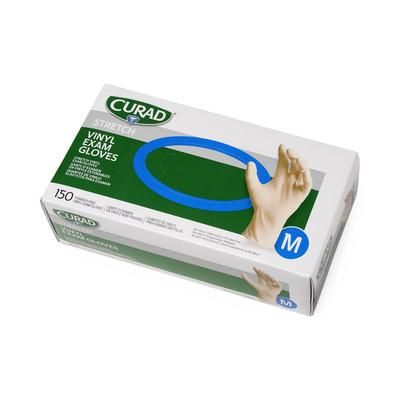 Curad Stretch Vinyl Exam Gloves, Size M, 150/BX (CUR9225H)