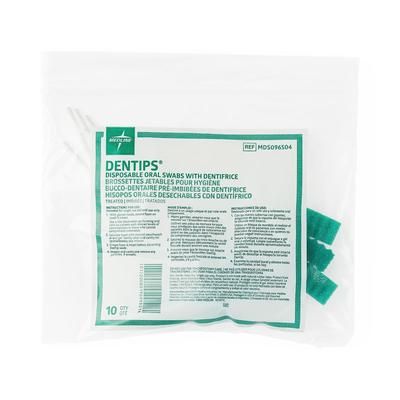 Medline DenTips Oral Swab, Treated, Adult, 10/Bag, 1000/CS (MDS096504)