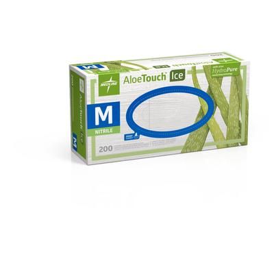 Medline AloeTouch Ice Thin Nitrile Exam Gloves, Size M, 200/BX (MDS195285H)