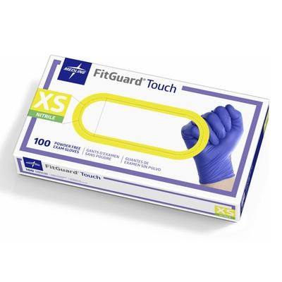 Medline FitGuard Touch Powder-Free Nitrile Exam Gloves, Size XS, 100/BX (FG100XSH)
