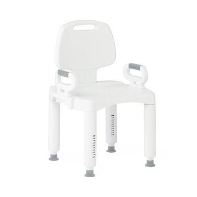 Medline Shower Chair with Backrest and Arms, 350 lb. Weight Capacity, Adjustable Legs, White Plastic, 1 EA (G2-105RX1)