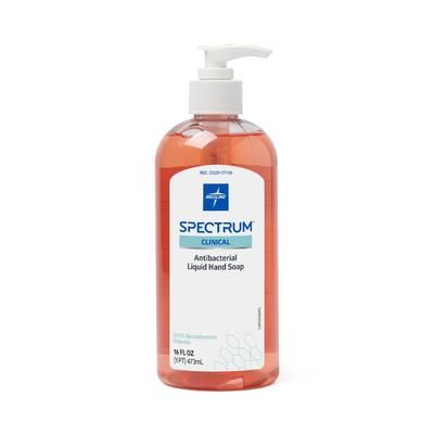Medline Spectrum Clinical Antibacterial Liquid Hand Soap with 13% BZK, 16 oz. Pump Bottle, 1 EA (HHABSP16H)