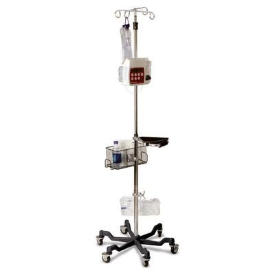 Medline Stainless Steel 6-Leg Heavy-Duty IV Pole with Quick Release Casters, 4 Hook, 73" to 99-1/5" H, Black Base, 2/CS (MDS80600BLK)